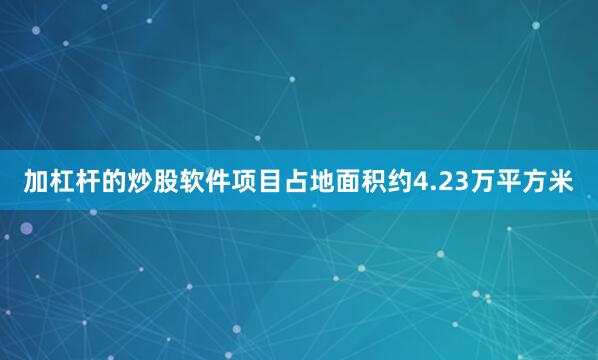 加杠杆的炒股软件项目占地面积约4.23万平方米
